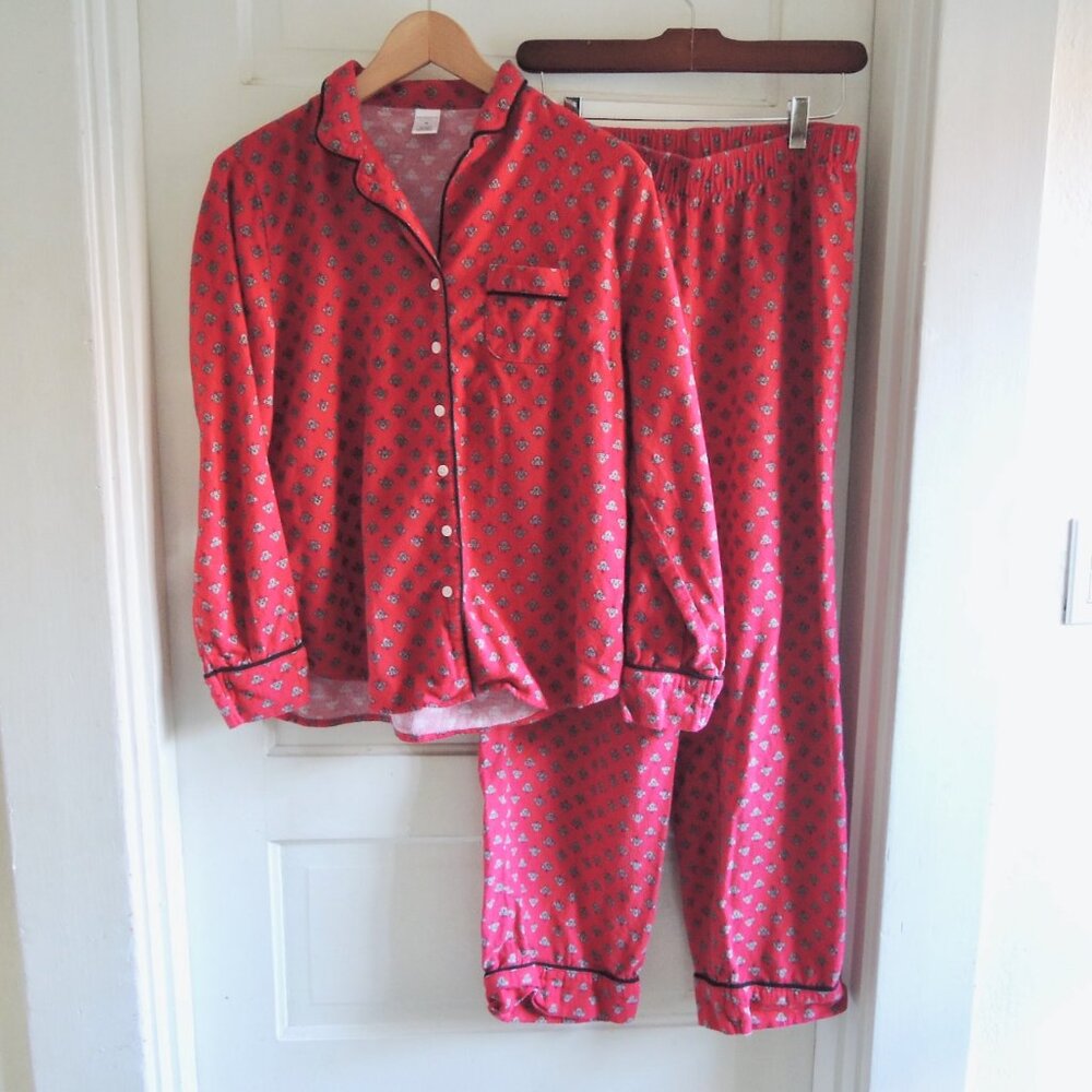 Liz Claiborne Red & Black Cotton Flannel Pajama Set S